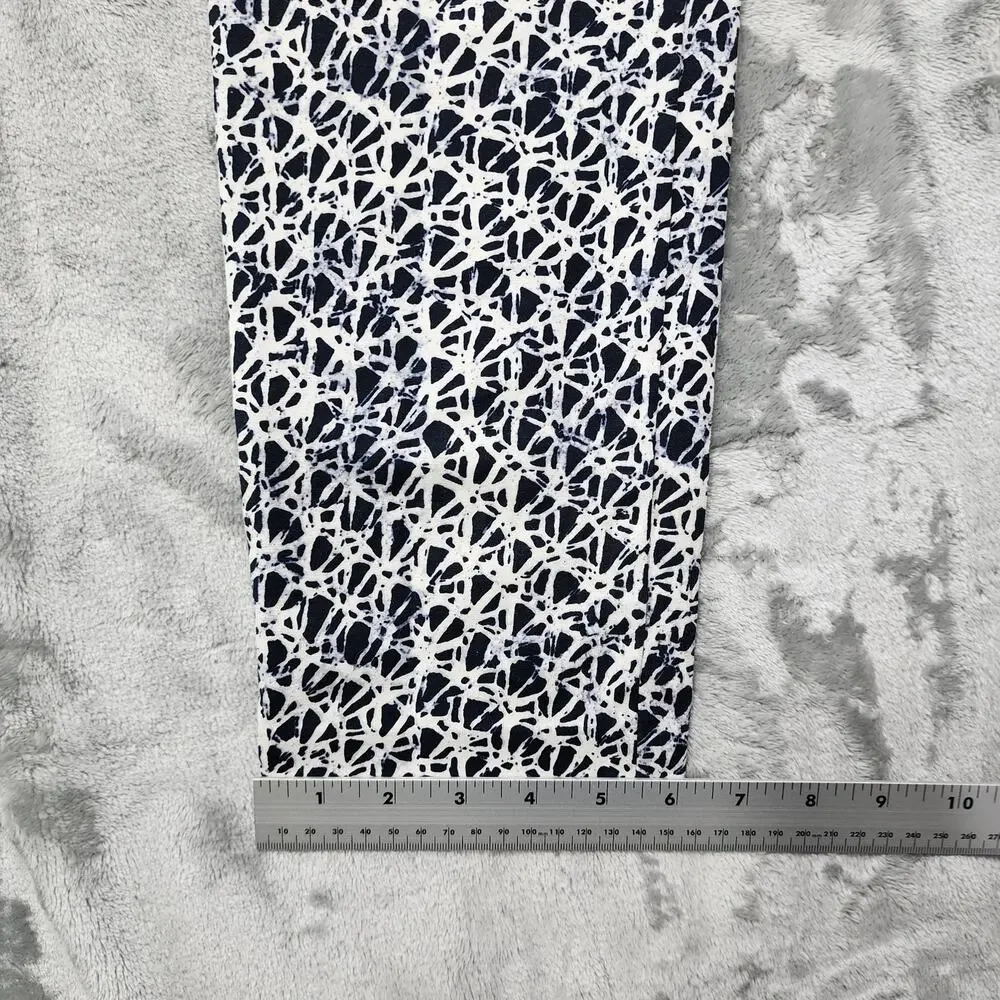 MICHAEL KORS Pants Womens‎ 8 Blue White Batik Print Skinny Leg Ankle Stretch
